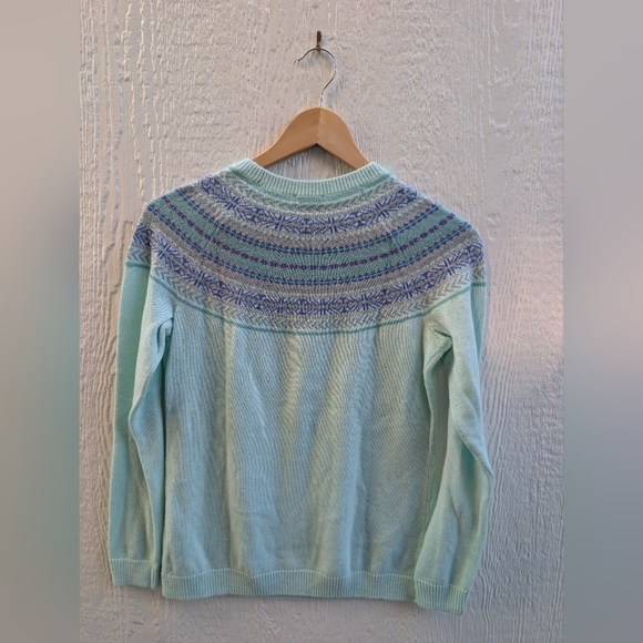 NWT Talbots Fair Isle Yoke Sweater Lambswool Blend Mint Green Petite Size P - Picture 6 of 6